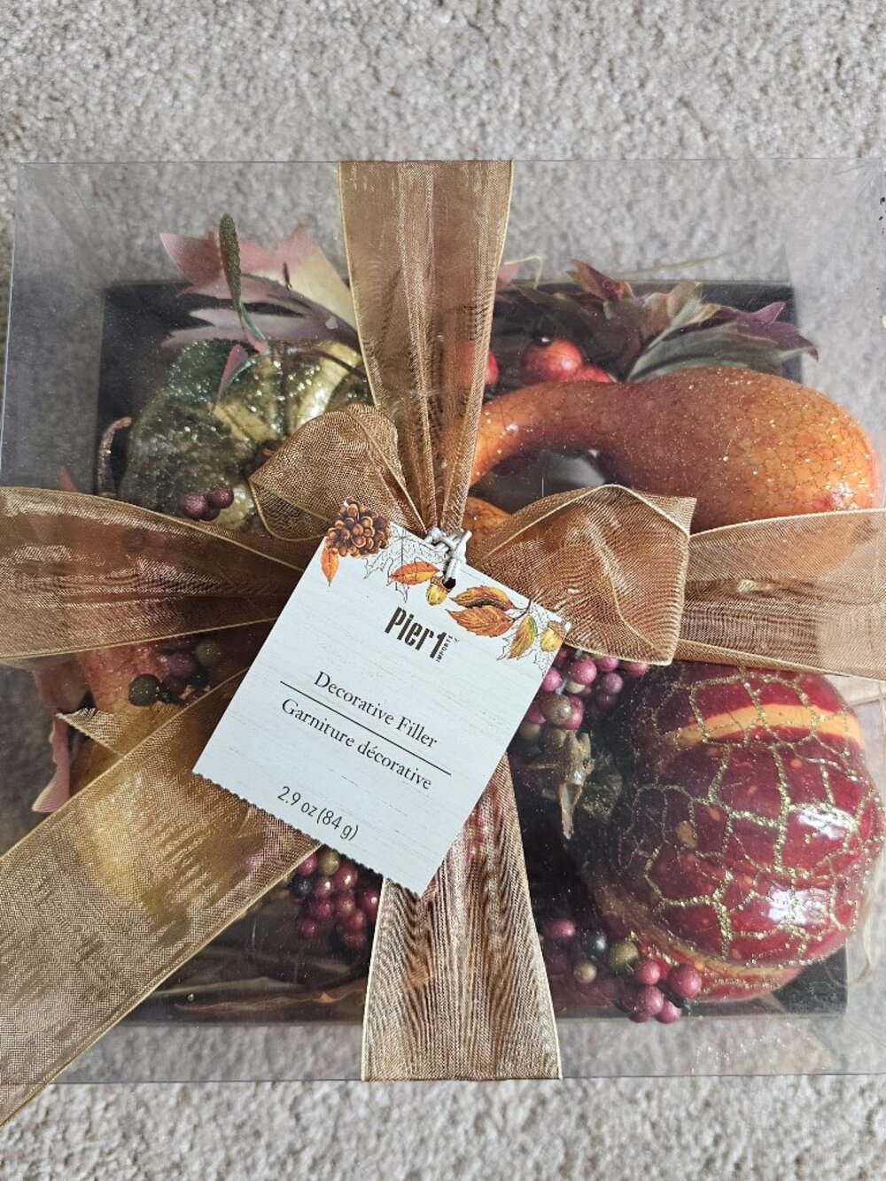 Pier 1 Imports Decorative Fall Filler New In Box Orange Green Red Pumpkin Berry